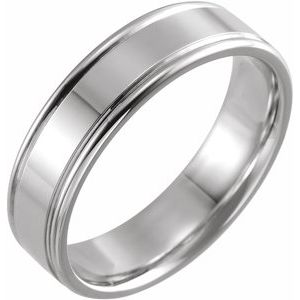 14K Yellow Or White Or Rose Gold Grooved Comfort-Fit Flat Band