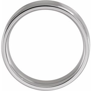 14K White Gold 7 Mm Polished Concave Beveled-Edge Band Size 8.5
