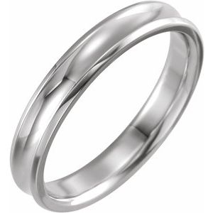 14K White Gold 4 Mm Polished Concave Beveled-Edge Band Size 10