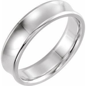 14K White Gold 6 Mm Polished Concave Beveled-Edge Band Size 8.5