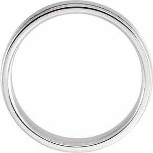 Platinum Satin/Polished Grooved Comfort-Fit Flat Band