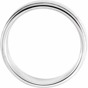 14K Yellow Or White Or Rose Gold Satin/Polished Grooved Comfort-Fit Flat Band
