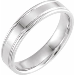 14K Yellow Or White Or Rose Gold Grooved Comfort-Fit Flat Band