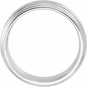 18K Yellow Or White Or Rose Gold Double Stepped-Edge Comfort-Fit Flat Band