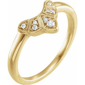 14K Yellow Gold Round Polished .06 Ctw Natural Diamond Contour Band Size 7