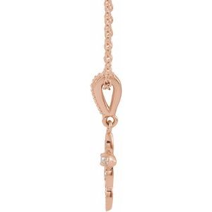 14K Rose Gold Round 1.5Mm Gh I1 .03 Ctw Natural Diamond Petite Vintage-Inspired Necklace, Length: 18 In