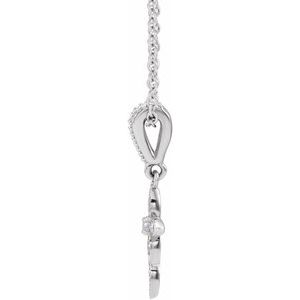 14K White Gold Round 1.5Mm Gh I1 .03 Ctw Natural Diamond Petite Vintage-Inspired Necklace, Length: 18 In
