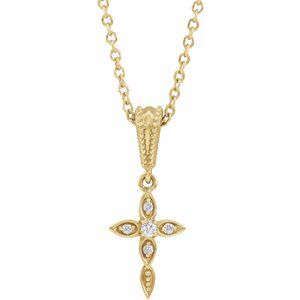 14K Yellow Gold Round 1.5Mm Gh I1 .03 Ctw Natural Diamond Petite Vintage-Inspired Necklace, Length: 18 In