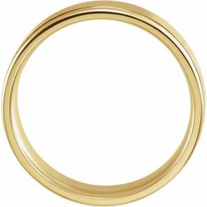 14K Yellow Or White Or Rose Gold Grooved Comfort-Fit Flat Band