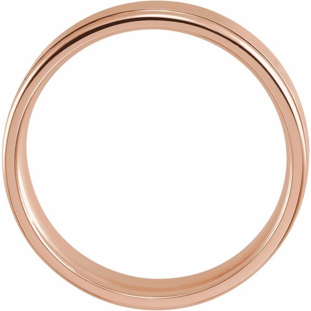 14K Yellow Or White Or Rose Gold Polished Grooved Comfort-Fit Flat Band With Satin Finish
