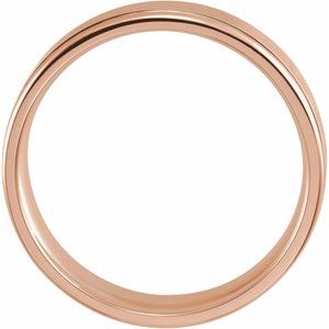 14K Yellow Or White Or Rose Gold Grooved Comfort-Fit Flat Band