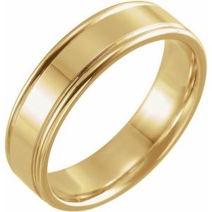 14K Yellow Or White Or Rose Gold Grooved Comfort-Fit Flat Band