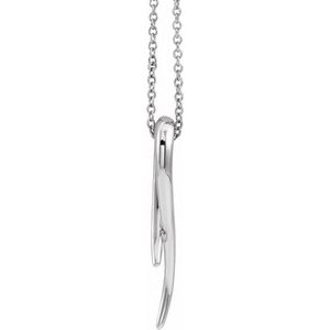 14K White Gold 25.54 X 6.65 Mm 16-18 In Polished Freeform Necklace