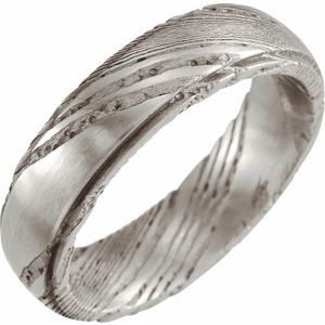 Damascus Steel Patterned Flat Edge Band