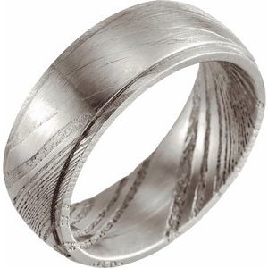 Damascus Steel Patterned Flat Edge Band