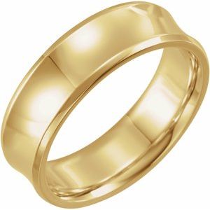 14K Yellow Gold 7 Mm Polished Concave Beveled-Edge Band Size 8.5