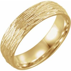 10K Yellow Gold 6 Mm Polished Tree Bark Patterned Comfort-Fit Band Size 6