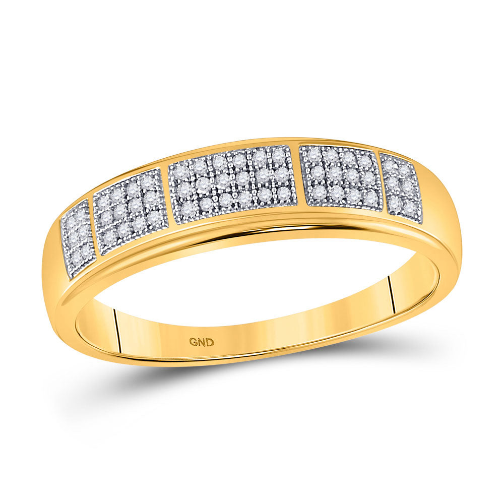 10K Yellow Gold His Hers Round Diamond Cluster Matching Wedding Set 1/3 Cttw, Womens Size: 5-10, Mens Size: 7-13