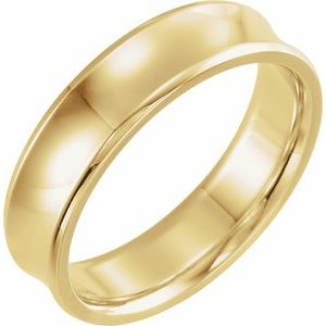 10K Yellow Gold 6 Mm Polished Concave Beveled-Edge Band Size 12