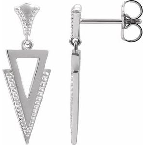 Sterling Silver 23.4 X 7.8 Mm Pair Friction Backs Included Polished Geometric Dangle Earrings