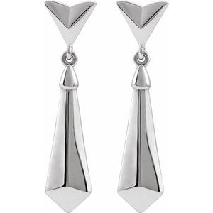 Sterling Silver 27.2 X 6.3 Mm Pair Friction Backs Included Polished Geometric Dangle Earring With Backs