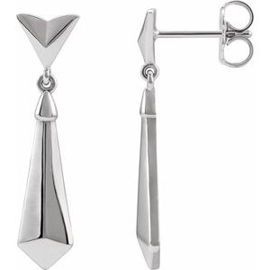Sterling Silver 27.2 X 6.3 Mm Pair Friction Backs Included Polished Geometric Dangle Earring With Backs