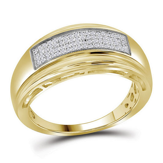 Yellow-tone Sterling Silver Mens Round Diamond Wedding Band Ring 1/5 Cttw, Mens Size: 7-13