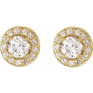 14K Yellow Gold Round 3.4 Mm 3/8 Ctw Lab-Grown Diamond Halo-Style Earrings