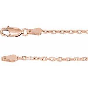 14K Rose Gold Diamond-Cut Cable Chain, Length: 16 In, Width: 2 Mm