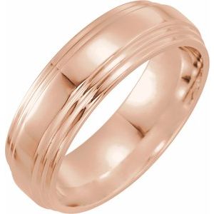 10K Yellow Or White Or Rose Gold Double Stepped-Edge Comfort-Fit Flat Band