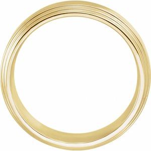 18K Yellow Or White Or Rose Gold Double Stepped-Edge Comfort-Fit Flat Band