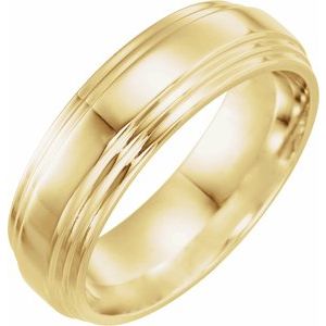 14K Yellow Or White Or Rose Gold Double Stepped-Edge Comfort-Fit Flat Band