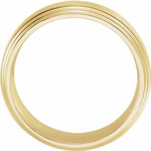 18K Yellow Or White Or Rose Gold Satin/Polished Double Stepped-Edge Comfort-Fit Flat Band
