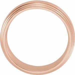 14K Yellow Or White Or Rose Gold Satin/Polished Double Stepped-Edge Comfort-Fit Flat Band