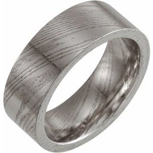 Damascus Steel 8 mm Flat Patterned Band