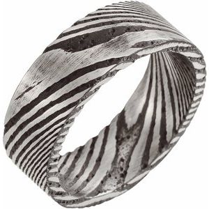 Damascus Steel 8 mm Flat Patterned Comfort-Fit Band