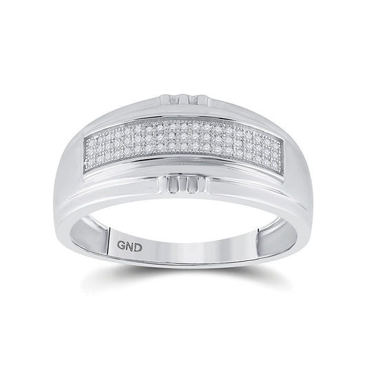 Sterling Silver Mens Round Diamond Band Ring 1/6 Cttw, Mens Size: 7-13