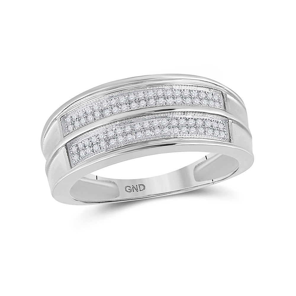 Sterling Silver Mens Round Diamond Wedding Band Ring 1/4 Cttw, Mens Size: 7-13