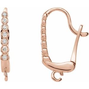 14K Rose Gold Round 15 X 9.3 Mm 1.1Mm G-H I1 .04 Ctw Click-In Lever Back Earring Top