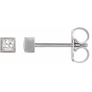 Platinum Square 3.5 X 3.5 Mm 1/2 Ctw Natural Diamond Bezel-Set Earrings