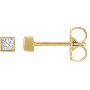 14K Yellow Gold Square 3.5 X 3.5 Mm 1/2 Ctw Lab-Grown Diamond Bezel-Set Earrings