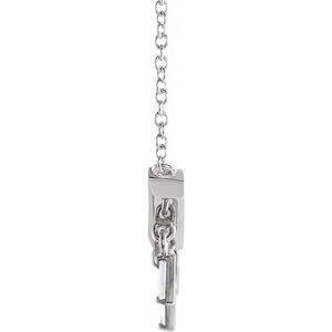 14K White Gold Straight Baguette 3 X 1.5Mm Ghi Si2-Si3 1/8 Ctw Natural Diamond V Bar Necklace, Length: 18 In