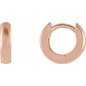 14K Rose Gold Pair Hinged Hoop Earrings With Bead Blast Finish, Length: 9.5 Mm, Thickness: 2.25 Mm