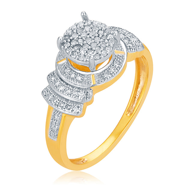 10K Yellow Gold 0.25 Cttw Diamond Ladies Micropave Rings