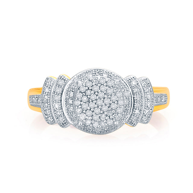 10K Yellow Gold 0.25 Cttw Diamond Ladies Micropave Rings