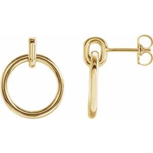 14K Yellow Gold Circle Dangle Earrings