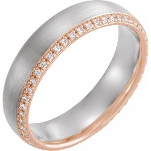 14K White/Rose Gold Round 1 Mm G-H Si2-Si3 1/5 Ctw Natural Diamond Band Size 7