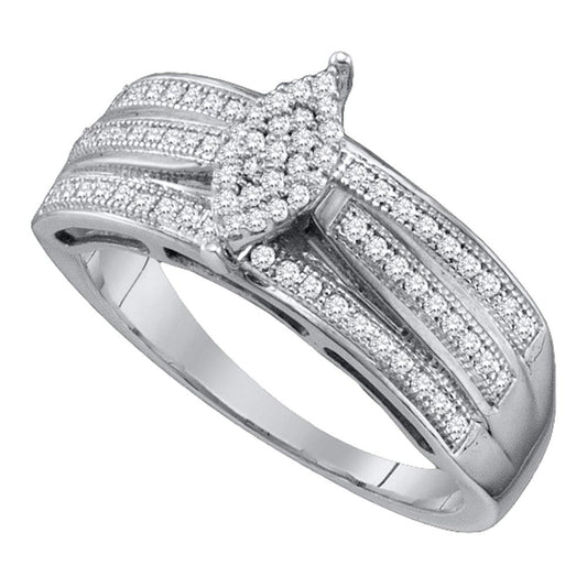 Sterling Silver Round Diamond Marquise Bridal Wedding Engagement Ring 1/4 Cttw, Womens Size: 5-10