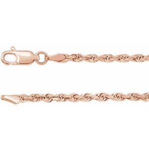 14K Rose Gold Diamond-Cut Rope Chain, Length: 16 In, Width: 2.5 Mm