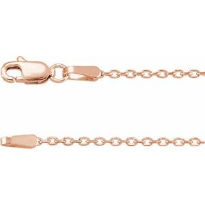 14K Rose Gold Or Rhodium Plated Sterling Silver 1.4 Mm Lobster Clasp Diamond-Cut Cable Chain